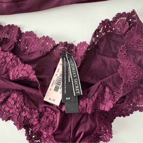 NWT Victoria's Secret Floral Lace Halter Bralette and Panty Set - Purple - Picture 4 of 4